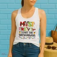 Most Likely To Start The Shenanigans Christmas Family Xmas Women's Tank Top thumb 2