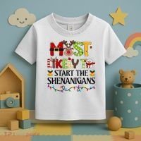Most Likely To Start The Shenanigans Christmas Family Xmas Toddler T-Shirt thumb 3