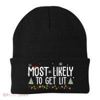 Most Likely To Get Lit Funny Christmas Beanie thumb 0