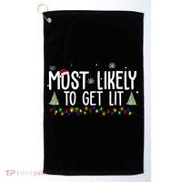 Most Likely To Get Lit Funny Christmas Golf Towel thumb 0