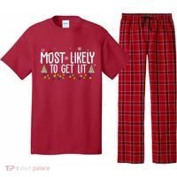 Most Likely To Get Lit Funny Christmas Pajama Set thumb 0