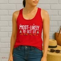 Most Likely To Get Lit Funny Christmas Women's Tank Top thumb 2