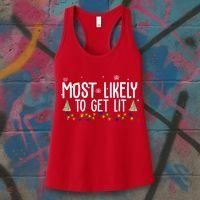 Most Likely To Get Lit Funny Christmas Women's Tank Top thumb 3