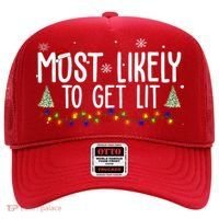 Most Likely To Get Lit Funny Christmas Hat thumb 0