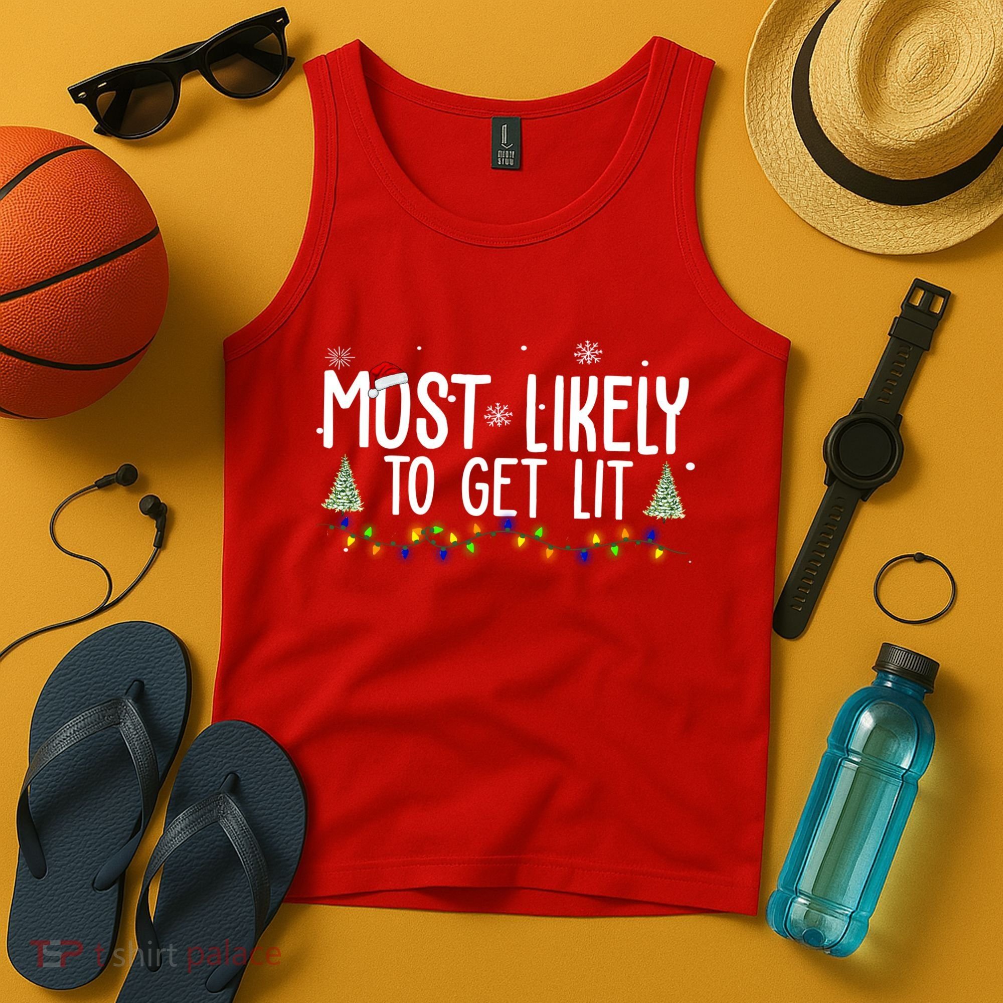 Most Likely To Get Lit Funny Christmas Tank Top