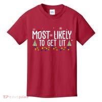 Most Likely To Get Lit Funny Christmas Kids T-Shirt thumb 0