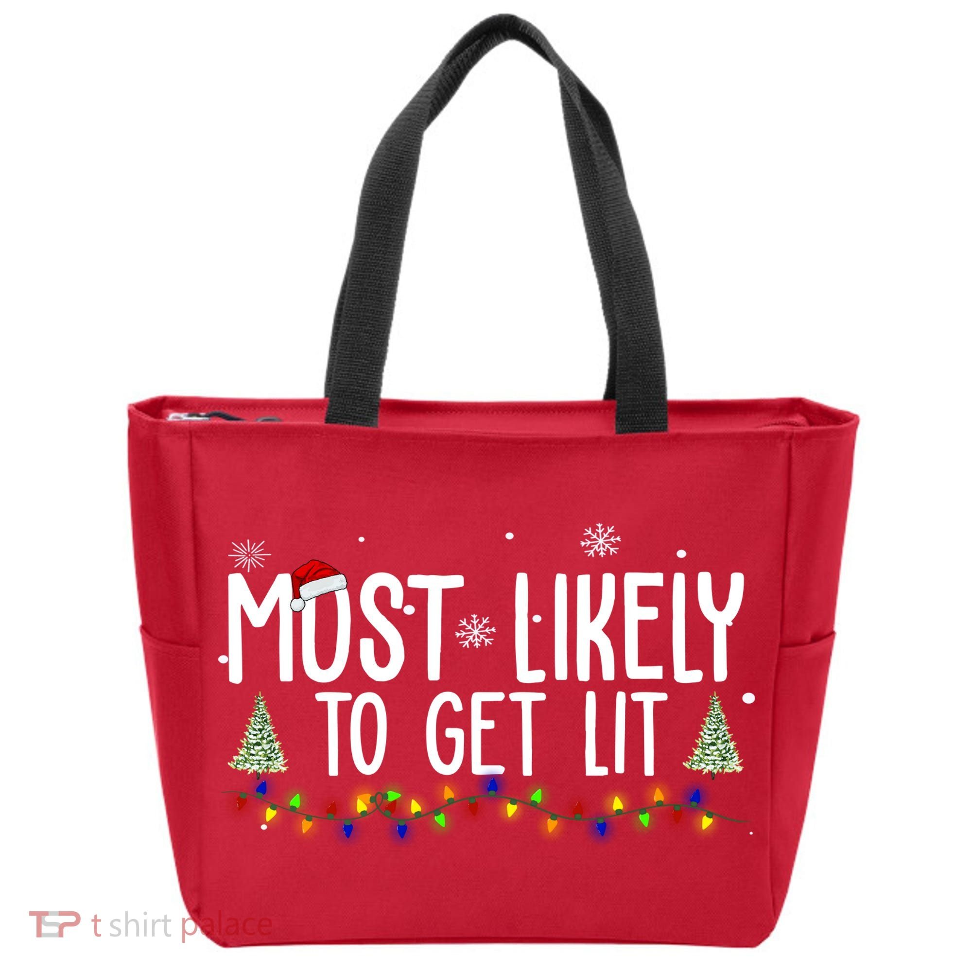 Most Likely To Get Lit Funny Christmas Tote Bag