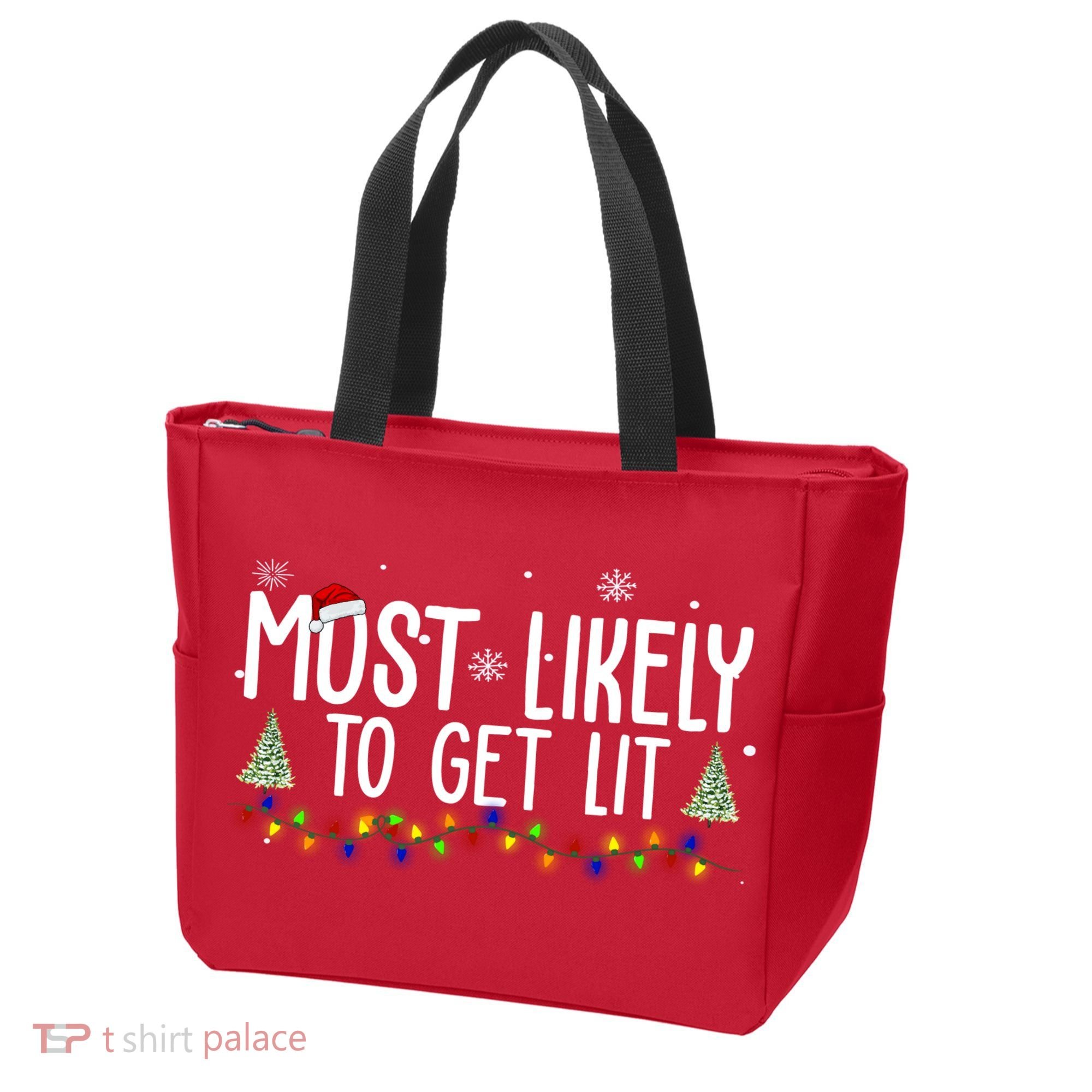 Most Likely To Get Lit Funny Christmas Tote Bag