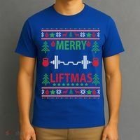 Merry Liftmas Ugly Christmas Sweater Gym Workout Gift T-Shirt thumb 3