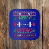 Merry Liftmas Ugly Christmas Sweater Gym Workout Gift Coaster thumb 0