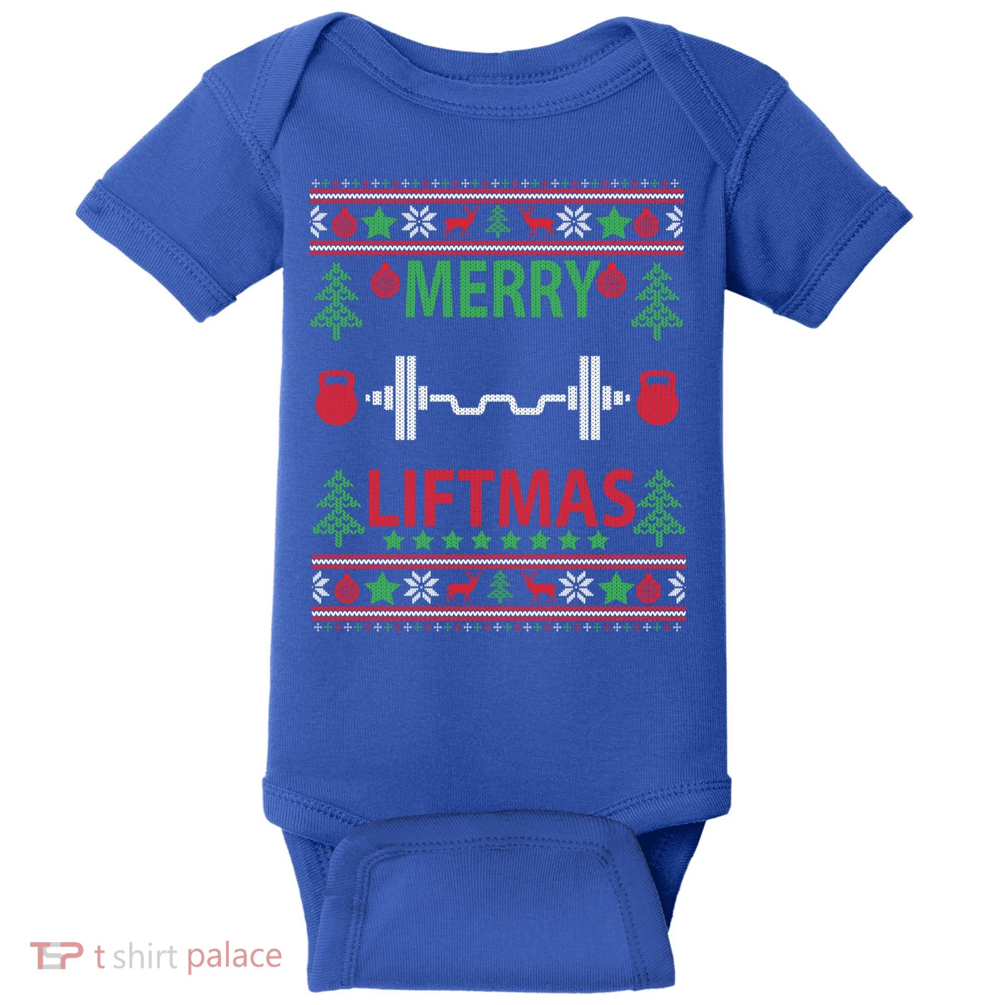 Merry Liftmas Ugly Christmas Sweater Gym Workout Gift Baby Bodysuit