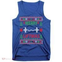 Merry Liftmas Ugly Christmas Sweater Gym Workout Gift Tank Top thumb 0