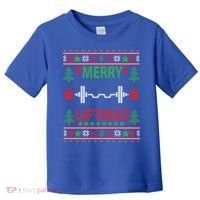 Merry Liftmas Ugly Christmas Sweater Gym Workout Gift Toddler T-Shirt thumb 0