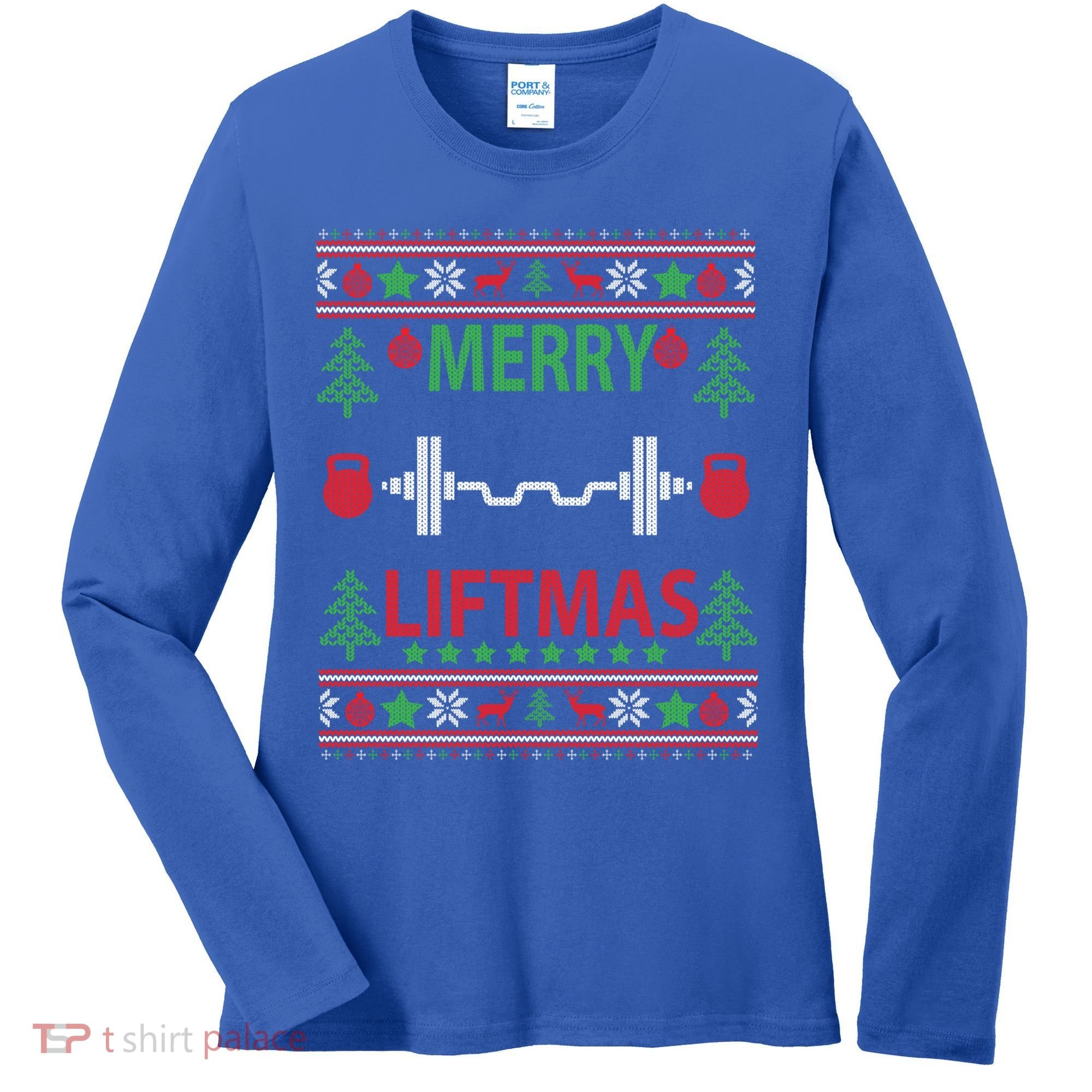Merry Liftmas Ugly Christmas Sweater Gym Workout Gift Women's Long Sleeve Shirt