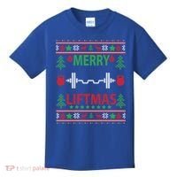 Merry Liftmas Ugly Christmas Sweater Gym Workout Gift Kids T-Shirt thumb 0