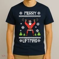 Merry Liftmas Ugly Christmas Xmas Workout Gym Bodybuild T-Shirt thumb 3