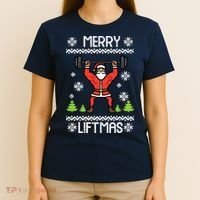 Merry Liftmas Ugly Christmas Xmas Workout Gym Bodybuild T-Shirt thumb 4