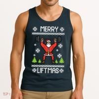 Merry Liftmas Ugly Christmas Xmas Workout Gym Bodybuild Tank Top thumb 3