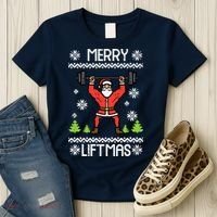 Merry Liftmas Ugly Christmas Xmas Workout Gym Bodybuild Women's T-Shirt thumb 3
