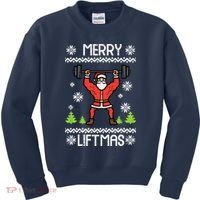 Merry Liftmas Ugly Christmas Xmas Workout Gym Bodybuild Kids Sweatshirt thumb 0