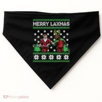 Merry Laxmas Ugly Christmas Lacrosse Santa Reindeer Sweater Sweatshirt USA-Made Doggie Bandana thumb 0