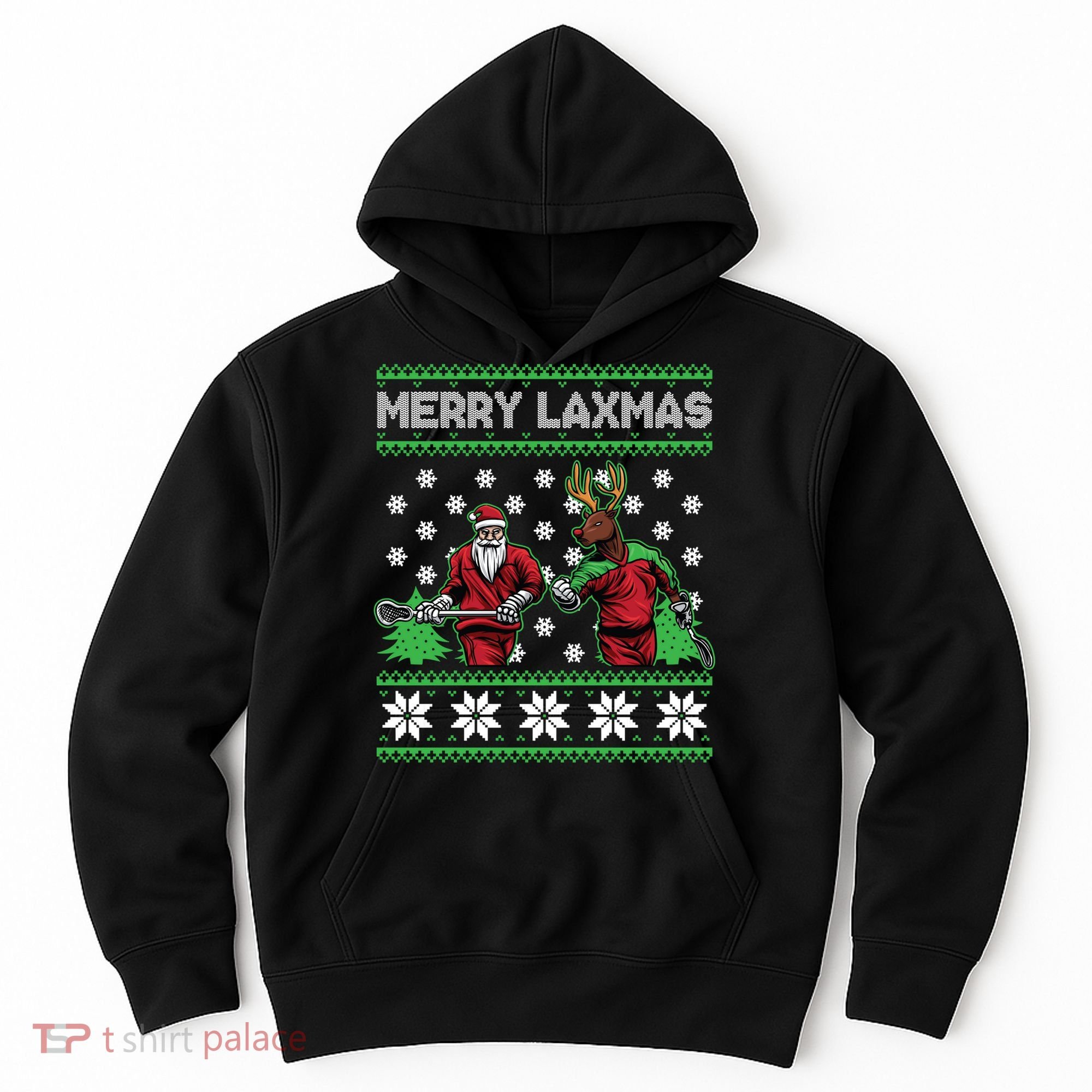 Merry Laxmas Ugly Christmas Lacrosse Santa Reindeer Sweater Sweatshirt Hoodie