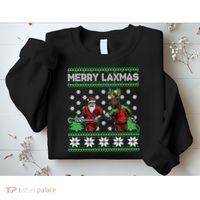 Merry Laxmas Ugly Christmas Lacrosse Santa Reindeer Sweater Sweatshirt Sweatshirt thumb 2