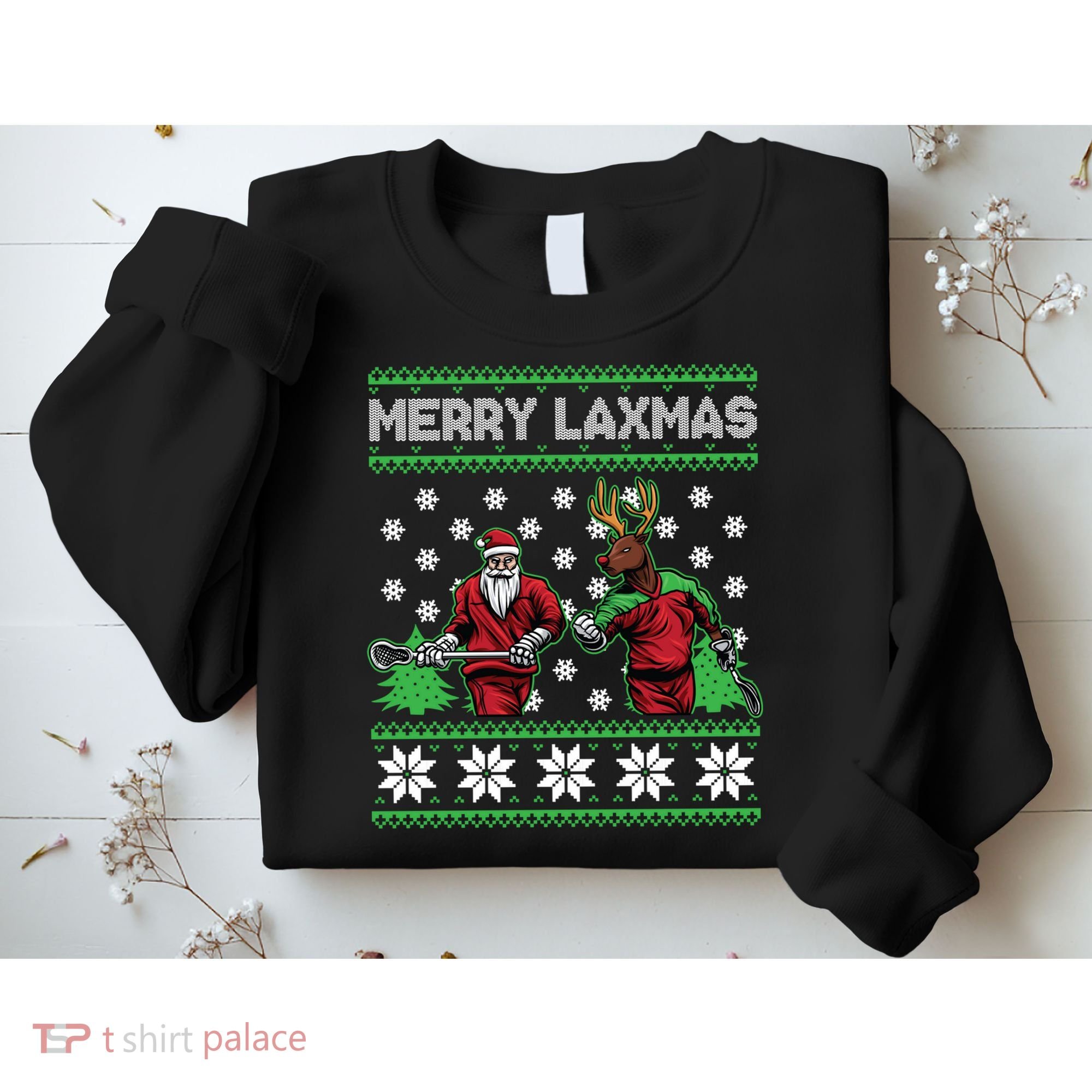 Merry Laxmas Ugly Christmas Lacrosse Santa Reindeer Sweater Sweatshirt Sweatshirt