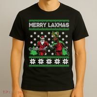 Merry Laxmas Ugly Christmas Lacrosse Santa Reindeer Sweater Sweatshirt T-Shirt thumb 3