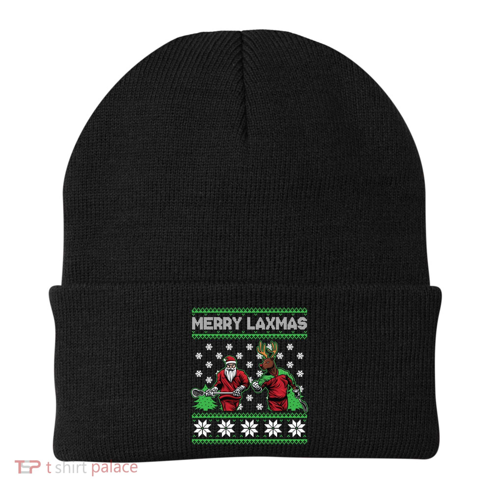 Merry Laxmas Ugly Christmas Lacrosse Santa Reindeer Sweater Sweatshirt Beanie