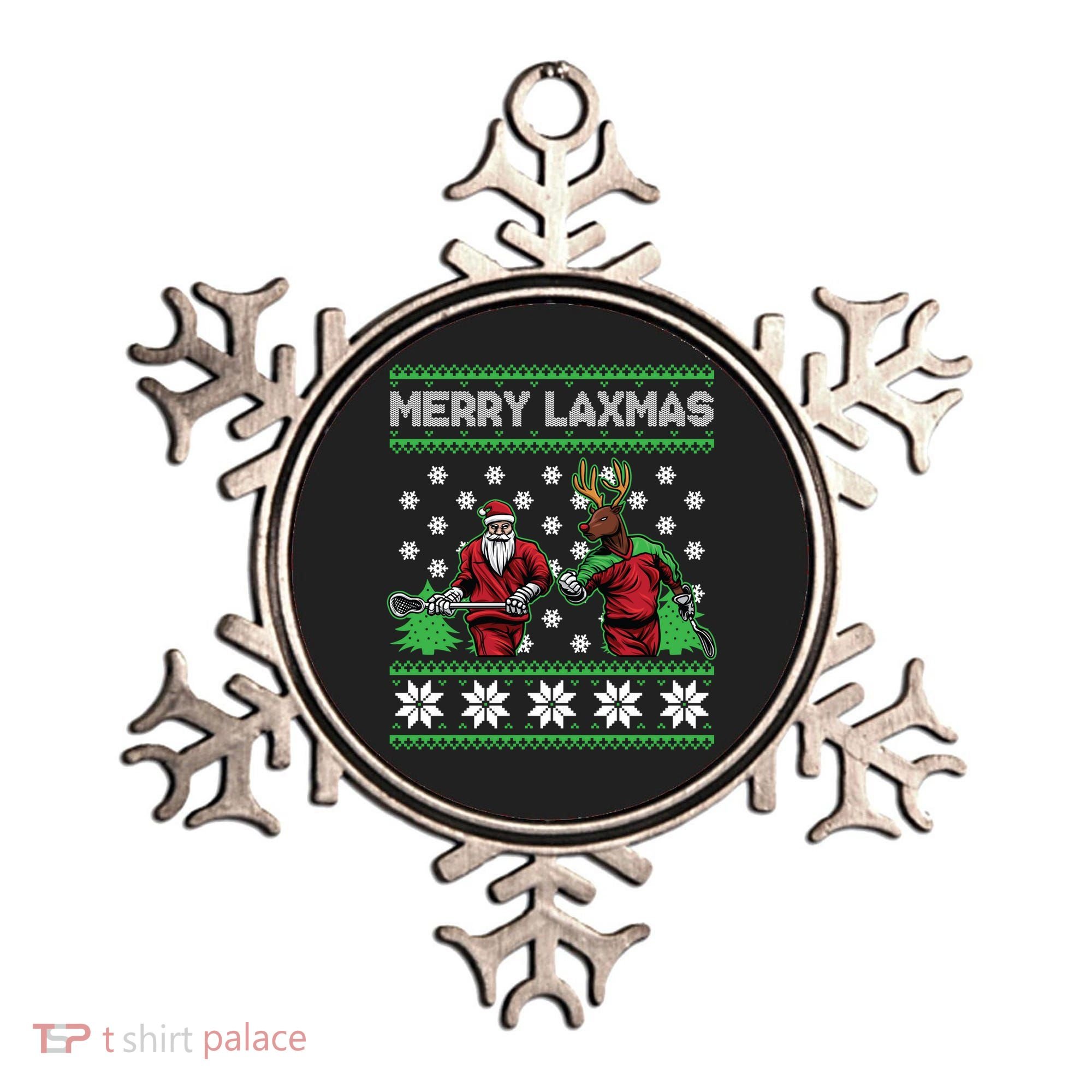 Merry Laxmas Ugly Christmas Lacrosse Santa Reindeer Sweater Sweatshirt Ornament