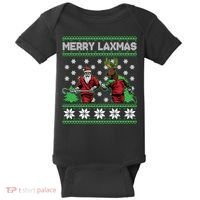 Merry Laxmas Ugly Christmas Lacrosse Santa Reindeer Sweater Sweatshirt Baby Bodysuit thumb 0
