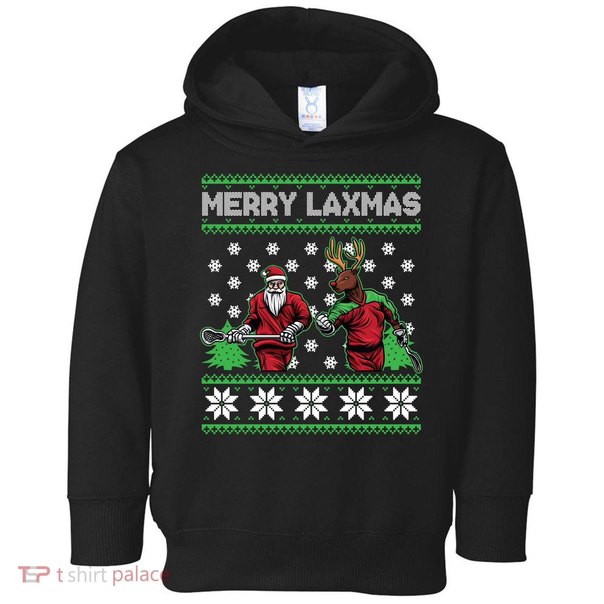 Merry Laxmas Ugly Christmas Lacrosse Santa Reindeer Sweater Sweatshirt Toddler Hoodie