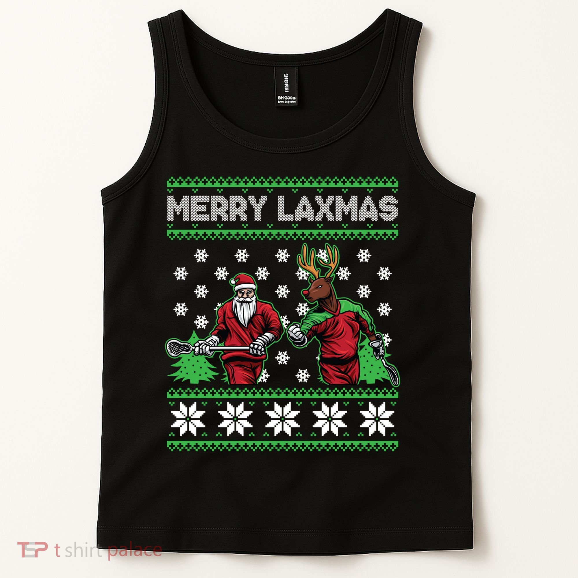 Merry Laxmas Ugly Christmas Lacrosse Santa Reindeer Sweater Sweatshirt Tank Top