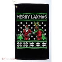Merry Laxmas Ugly Christmas Lacrosse Santa Reindeer Sweater Sweatshirt Golf Towel thumb 0