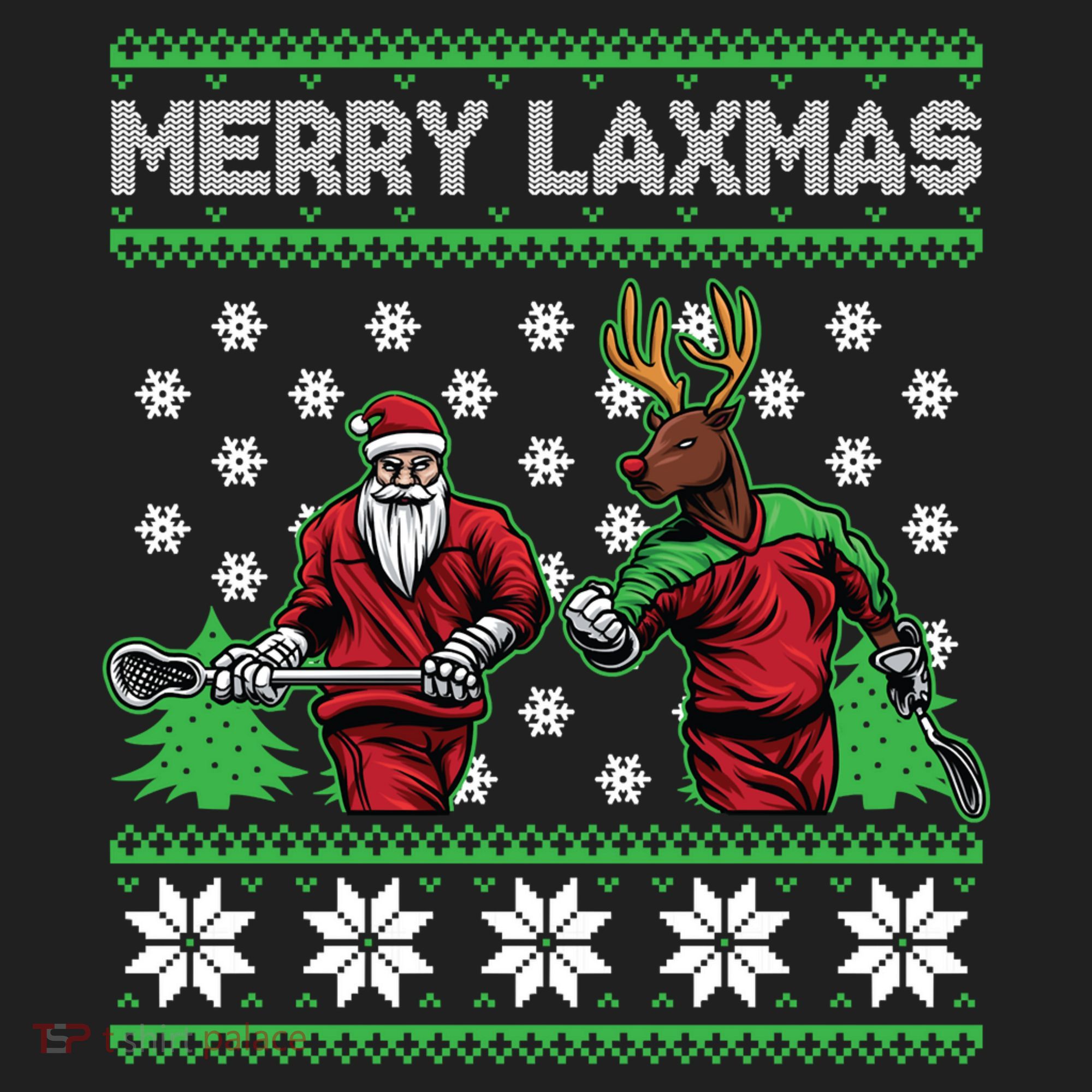 Merry Laxmas Ugly Christmas Lacrosse Santa Reindeer Sweater Sweatshirt Golf Towel