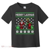 Merry Laxmas Ugly Christmas Lacrosse Santa Reindeer Sweater Sweatshirt Toddler T-Shirt thumb 0