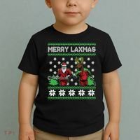 Merry Laxmas Ugly Christmas Lacrosse Santa Reindeer Sweater Sweatshirt Toddler T-Shirt thumb 2
