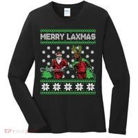 Merry Laxmas Ugly Christmas Lacrosse Santa Reindeer Sweater Sweatshirt Women's Long Sleeve Shirt thumb 0