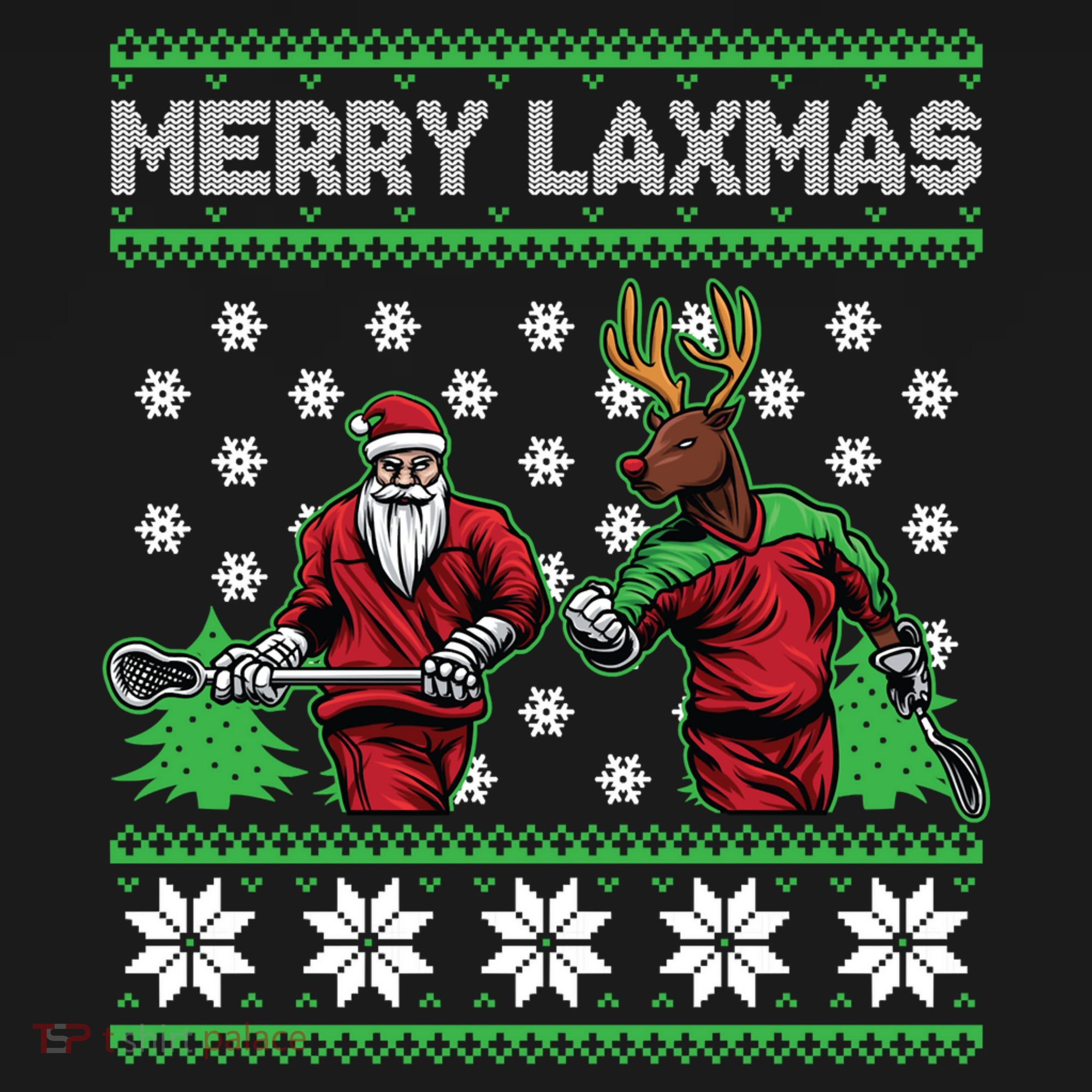 Merry Laxmas Ugly Christmas Lacrosse Santa Reindeer Sweater Sweatshirt Women's T-Shirt