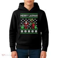 Merry Laxmas Ugly Christmas Lacrosse Santa Reindeer Sweater Sweatshirt Kids Hoodie thumb 4