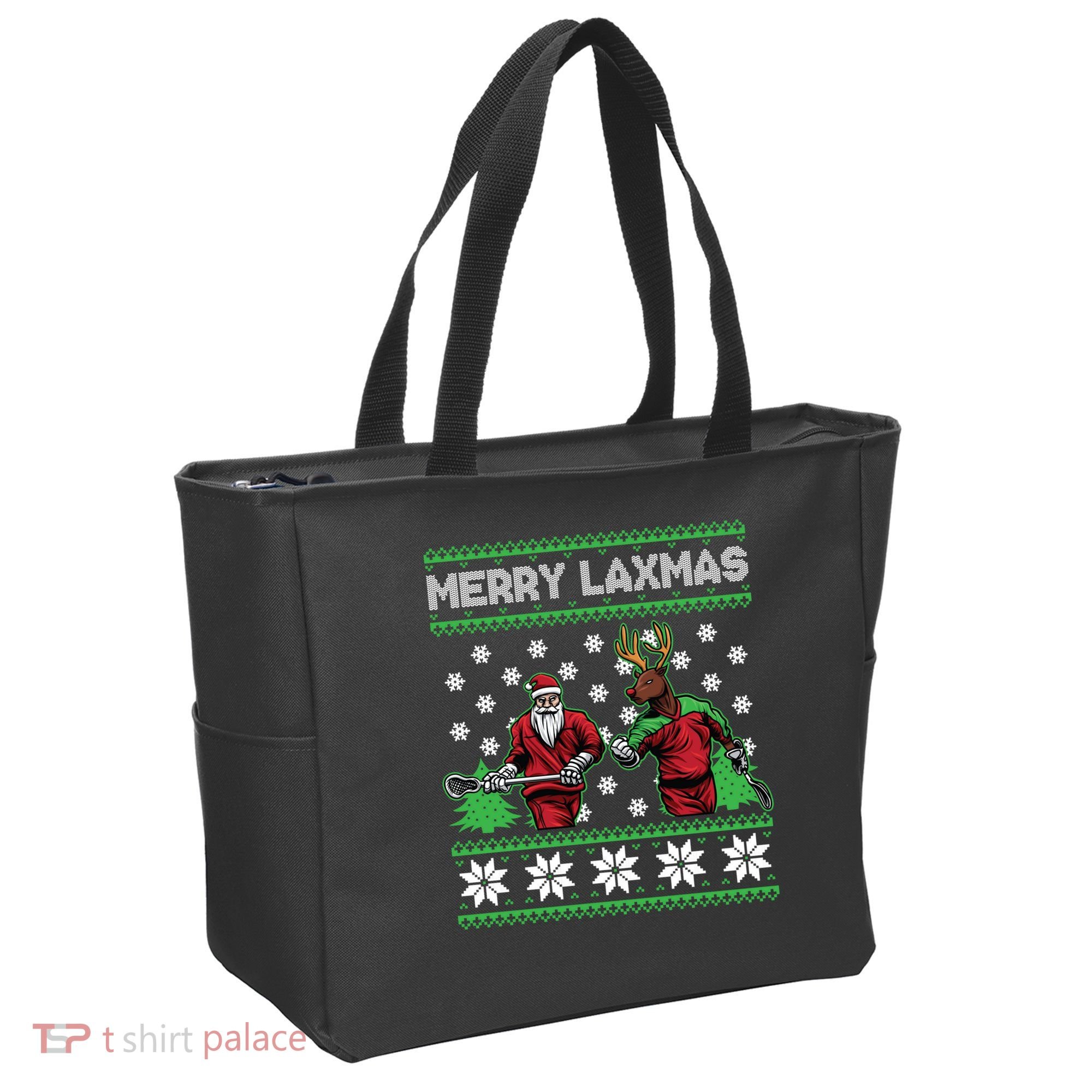 Merry Laxmas Ugly Christmas Lacrosse Santa Reindeer Sweater Sweatshirt Tote Bag