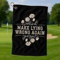 Make Lying Wrong Again Wildflowers Anti Trump Subtle Protest Golf Towel thumb 1