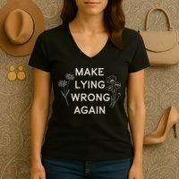 Make Lying Wrong Again Wildflowers Anti Trump Subtle Protest Women's V-Neck T-Shirt thumb 3