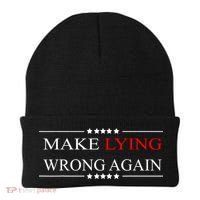 Make Lying Wrong Again Anti Trump Political Beanie thumb 0