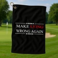 Make Lying Wrong Again Anti Trump Political Golf Towel thumb 1