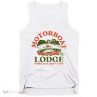 Motorboat Lodge World Class Views. Funny Retro Canoe Pinup Tank Top thumb 0
