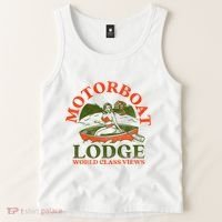 Motorboat Lodge World Class Views. Funny Retro Canoe Pinup Tank Top thumb 2