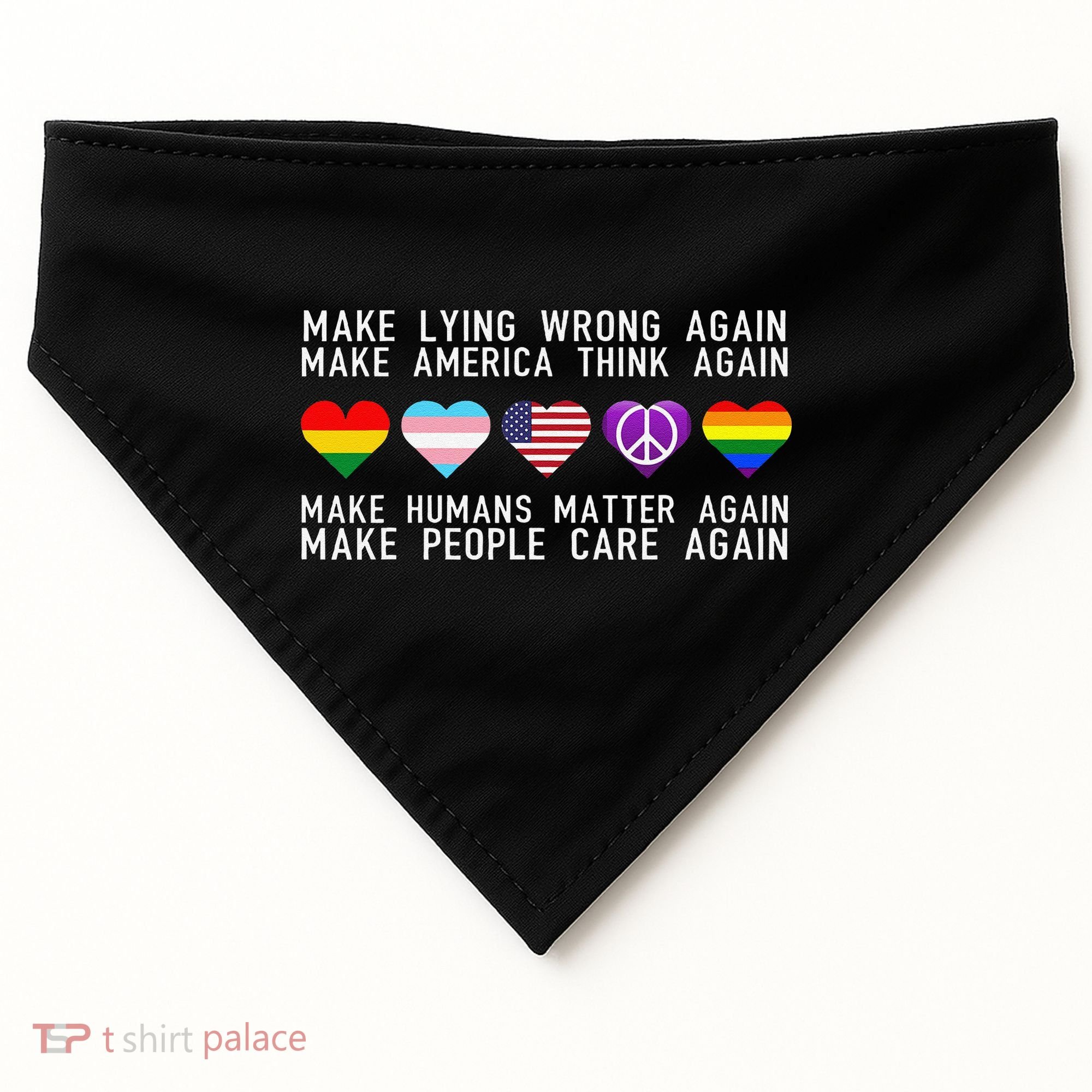 Make Lying Wrong Again Human Rights Sarcastic Statement USA-Made Doggie Bandana