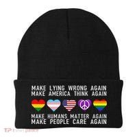 Make Lying Wrong Again Human Rights Sarcastic Statement Beanie thumb 0
